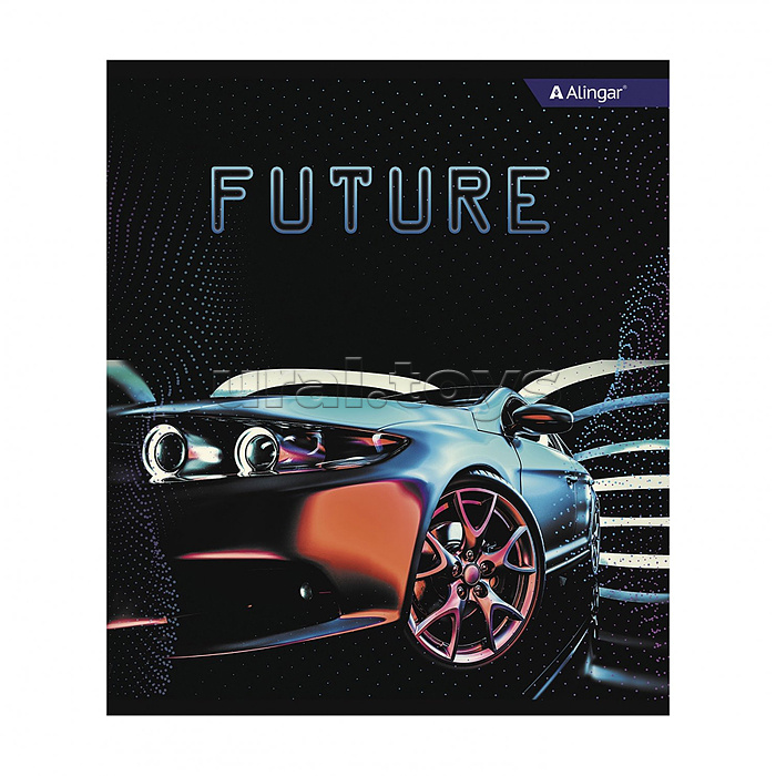 Тетрадь 36л., клетка, "Future Car", А5, скрепка, мелованный картон (стандарт) , блок офсет, 4 дизайна в пленке т/у