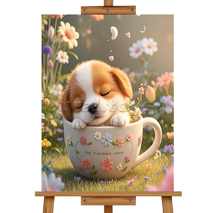 Мозаика алмазная "Спящий щенок" 20*30см.