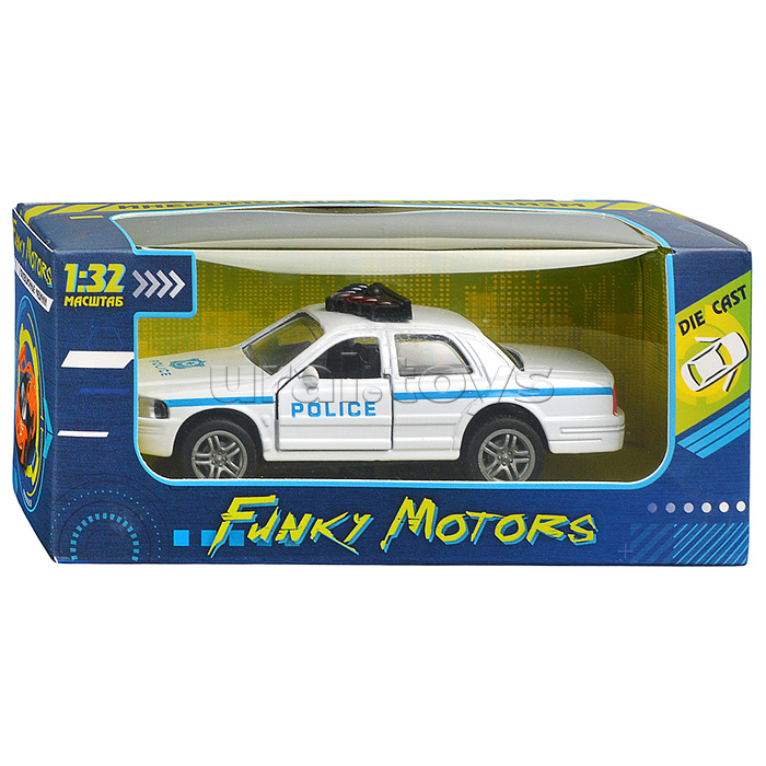 Белая инерционная служебная машинка Купе die-cast,1:32, открывающиеся двери