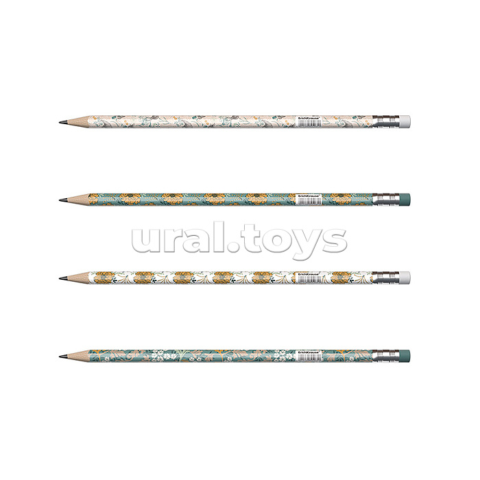 Чернографитный карандаш Natural Life, трехгранный, с ластиком, HB
