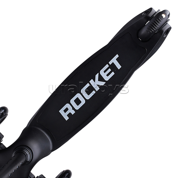 Самокат 3-х колесный ROCKET,колеса PU со светом, светящаяся стойка, ABEC 7, черный