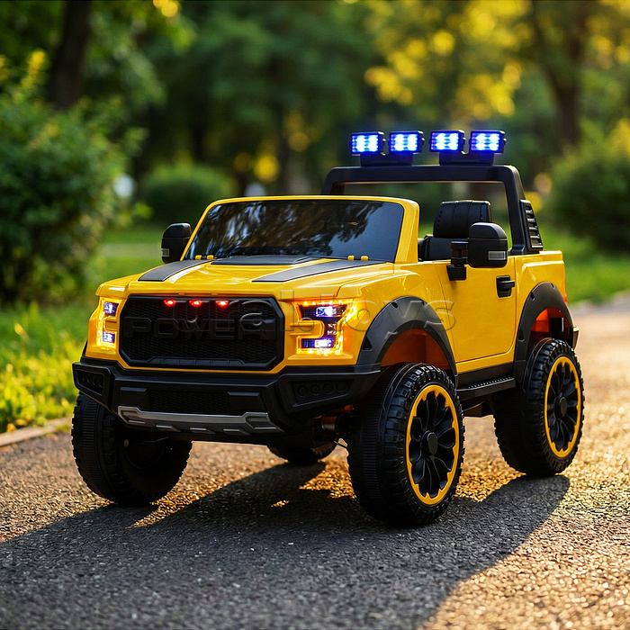 Электромобиль "Мощность скорости" на аккумуляторе, с р/у управлением, в коробке (желтый)