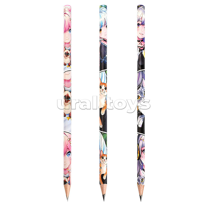 Карандаш чернографитный "Аниме с котиками" НВ