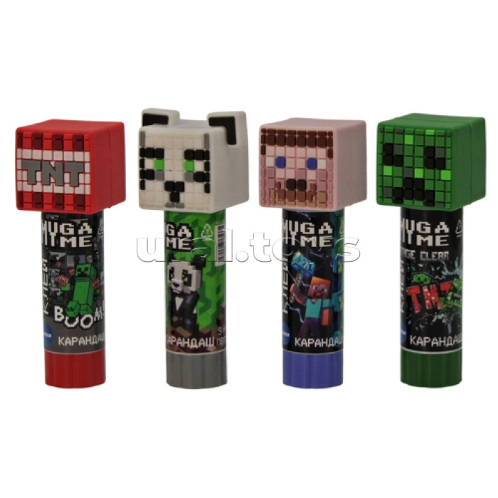 Клей-карандаш с топпером "My Game" ПВП 9 г, микс 4 героя, дисплей-бокс