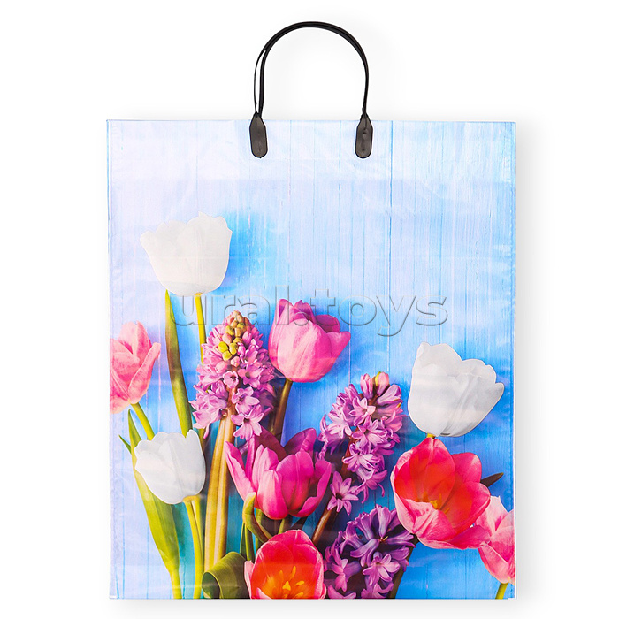 Пакет ПЭ с пластмассовыми ручками 38х45+3см (90) (Цветочный уют)