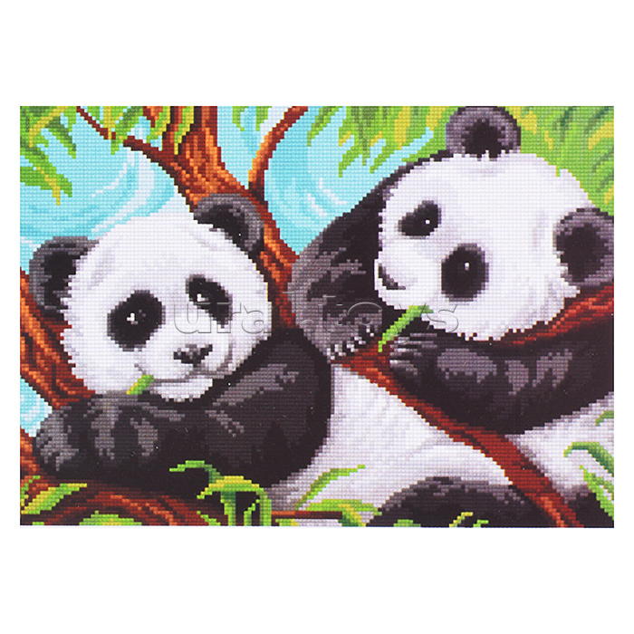 Кристальная (алмазная) мозаика 35х25 "Две панды"