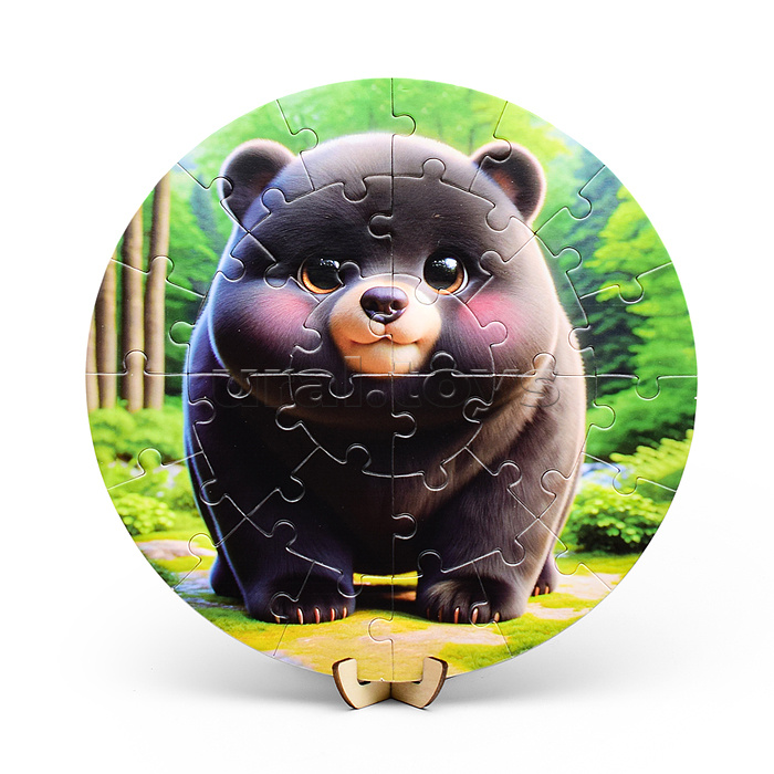 Пазл магнитный "Зверята" круглый