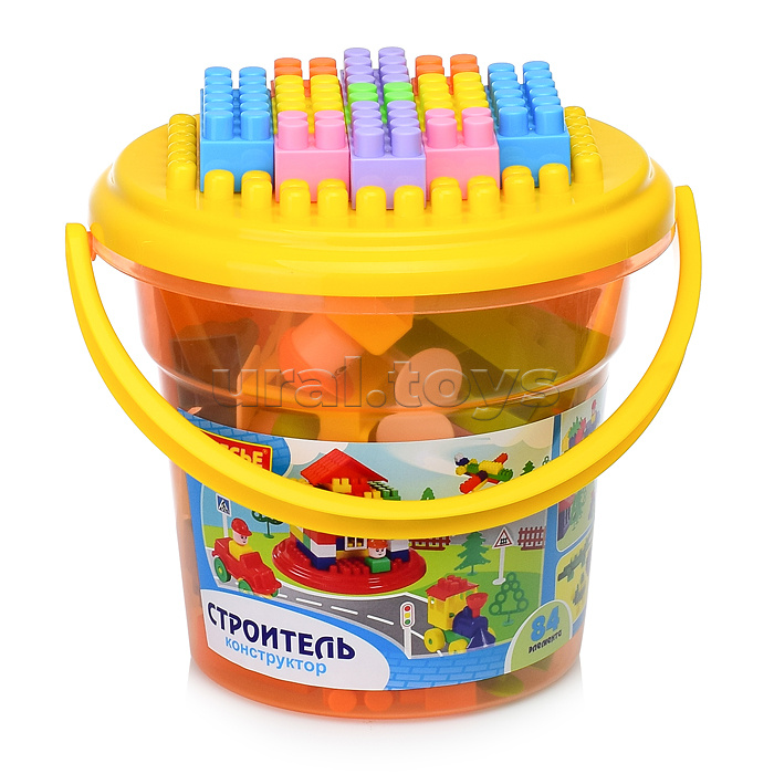 Конструктор "Строитель" (84) в ведре "Макси" с крышкой