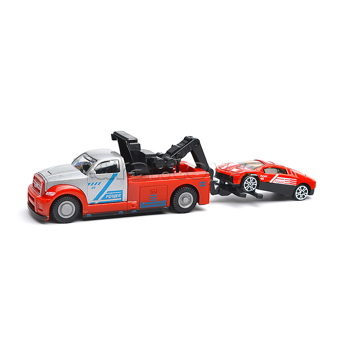 Модель металл Эвакуатор 15см и 7см (своб. ход, подвижный прицеп и пандус)