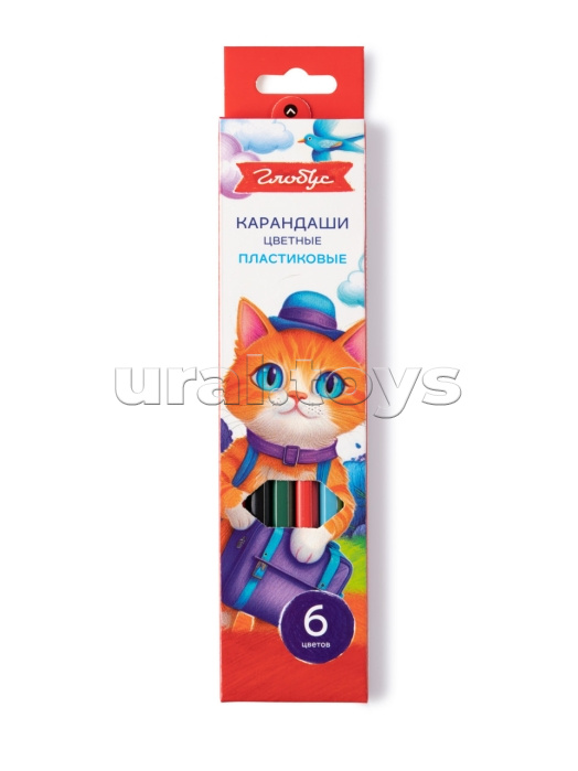 Карандаши цветные пластик., 6 цв., европодвес