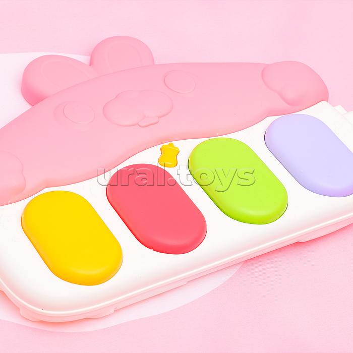 Коврик развивающий "Розовый зайка" с пианино, в коробке