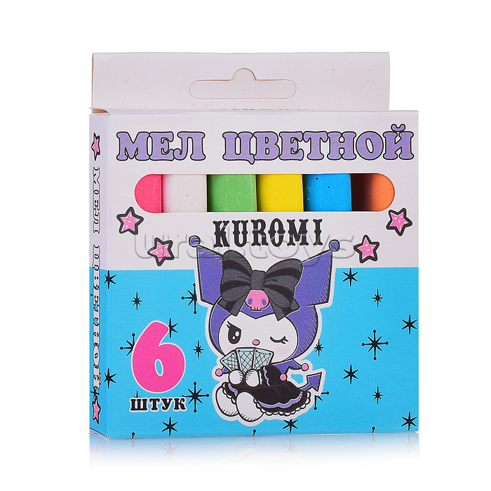 Мел цветной "Kuromi" 6 шт в картонной упаковке с европодвесом