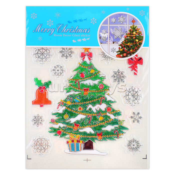 Наклейки новогодние для декора "Мороз и снеговичок" в пакете