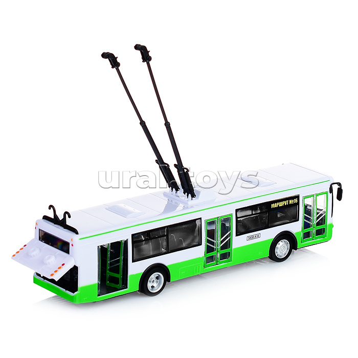 Троллейбус  инерц.механизм свет\звук на батарейках в коробке