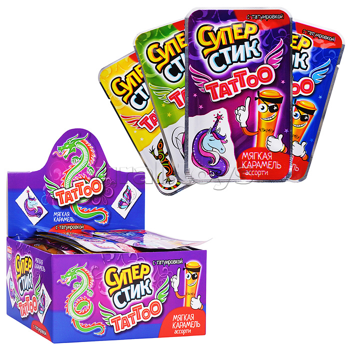 Мягкая карамель "Супер стик с тату " 5гр*40шт