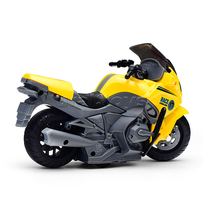 Мотоцикл "Спортивный" 1:20 (свет, звук) в коробке (цвет желтый)