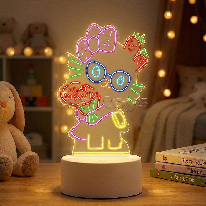 Набор для творчества  "Доска для рисования-светильник Кошечка" в коробке