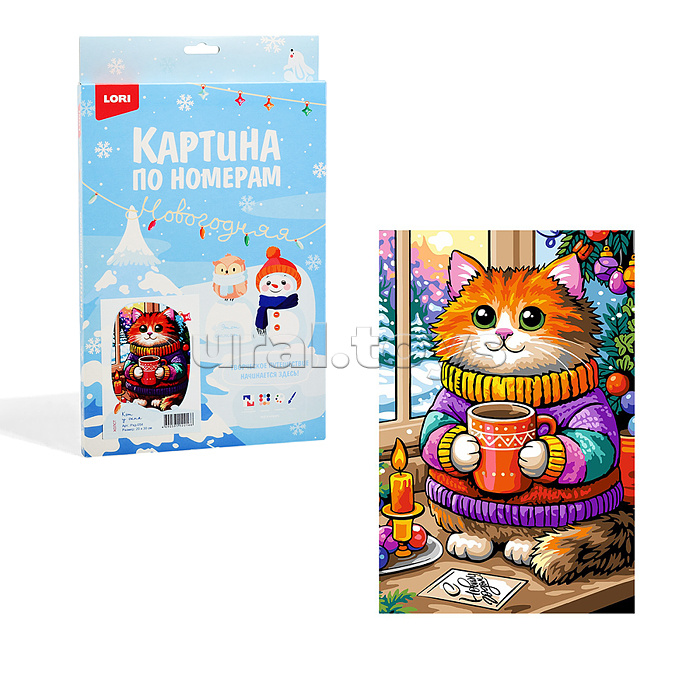 Картина по номерам на холсте 20*30 см "Кот у окна"