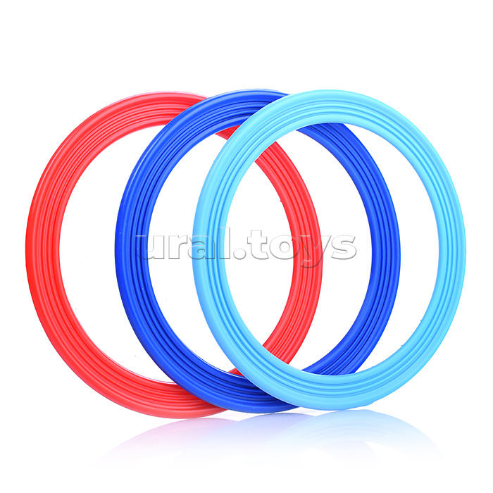 Игровой набор 5 в 1 "Лето в движении" (макси) - кольцеброс для игры на улице (3 стойки, 6 колец), скакалка 2,8м., мяч (d-64мм), бумеранг Моно четырехлопастной, поймай мяч (2 игрока)