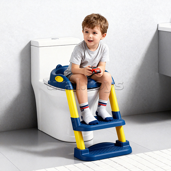 Детская накладка на унитаз со ступенькой (синий)