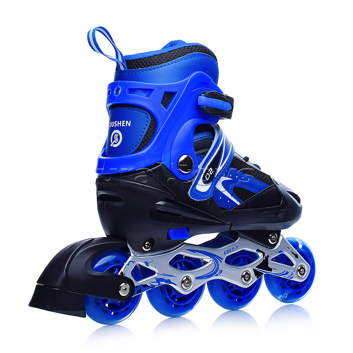 Роликовые коньки раздвижные, PU колёса со светом, размер M, синие, в сумке