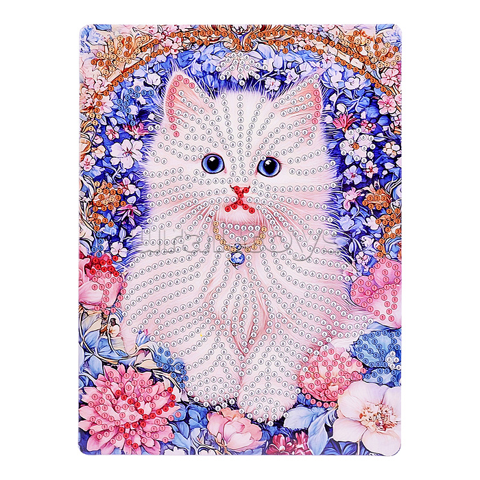 Мозаика алмазная "Белый котёночек" 15*20см