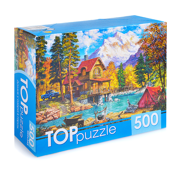 Пазлы 500 TOPpuzzle "Домик у озера в горах"