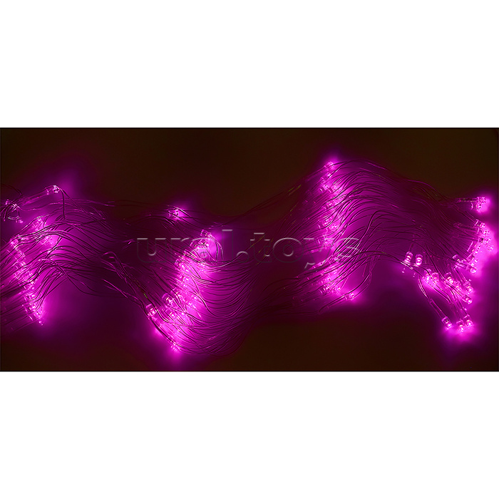 Электрогирлянда сетка 3*0,4 м, 100 ламп, розовый