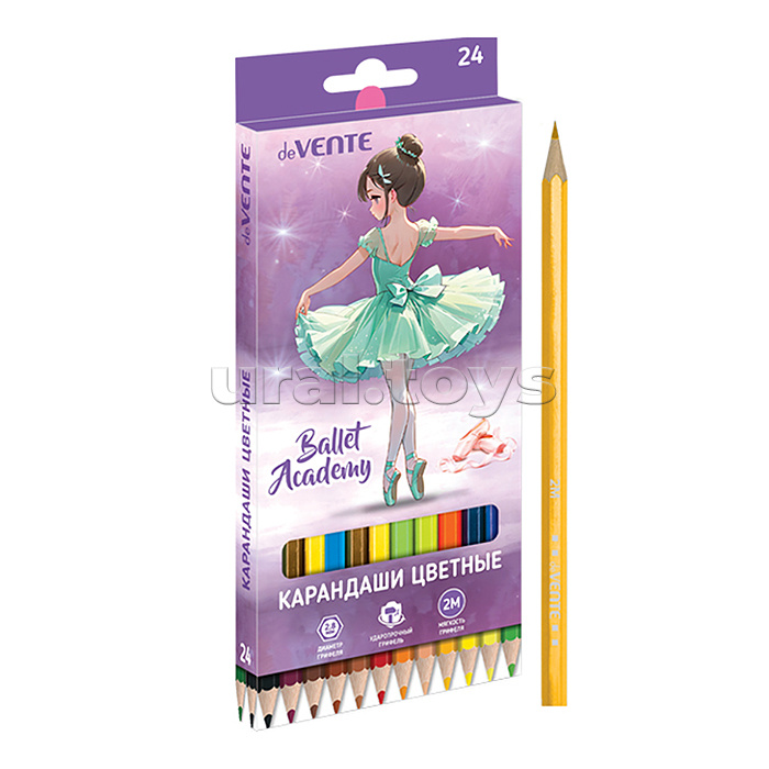 Карандаши цветные 24 цв. "Ballet Academy" 2М, диаметр грифеля 2,8 мм, шестигранные, в картонной коробке Карандаши цветные 24 цв. "Ballet Academy" 2М, диаметр грифеля 2,8 мм, шестигранные, в картонной коробке