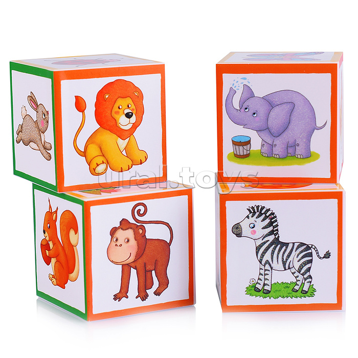 Умные кубики в поддончике. 4 штуки. Кто где живёт