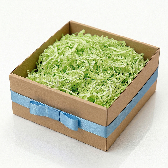 Наполнитель гофрированный бумажный для подарков  100 г, салатовая пастель, в пластиковом пакете