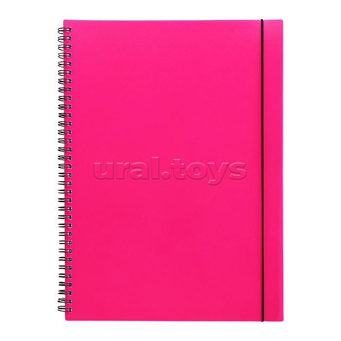 Тетрадь 80л. клетка "Favorite Color. Neon Pink" А4 обложка цветной пластик на пружине