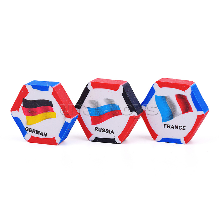 Ластик "Мировой футбол" синтетический каучук, фигурный, цвет ассорти, 40х40х10 мм