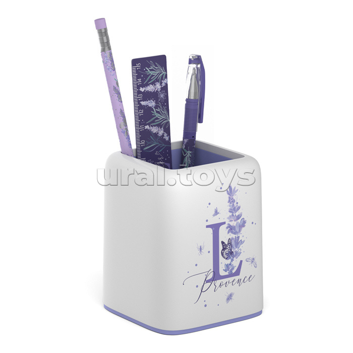 Набор настольный пластиковый Forte, Lavender, белый с фиолетовой вставкой Набор настольный пластиковый Forte, Lavender, белый с фиолетовой вставкой