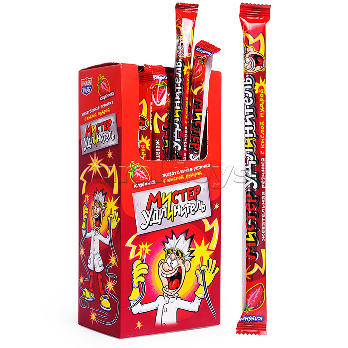 Жевательная резинка с кислой пудрой "Мистер удлинитель" со вкусом клубники 18гр*30шт