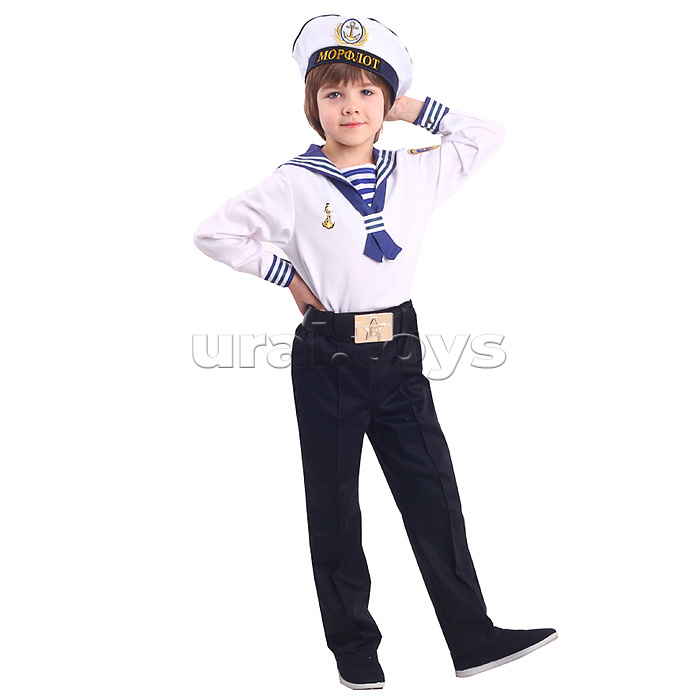 Костюм "Моряк"(рубашка, брюки, ремень, бескозырка) размер 122-64