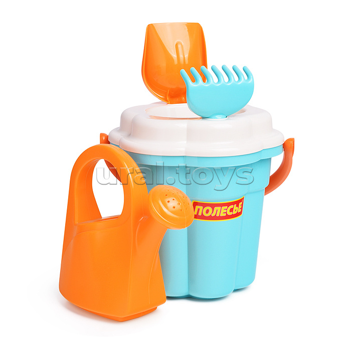 Набор №655 сафари: ведро-цветок большое, ситечко-цветок большое, лопатка №5, грабельки №5, лейка большая