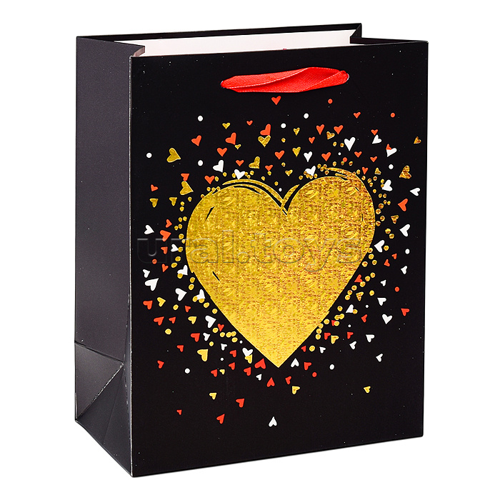 Пакет подарочный "Золотое сердце" 23х18х10 см