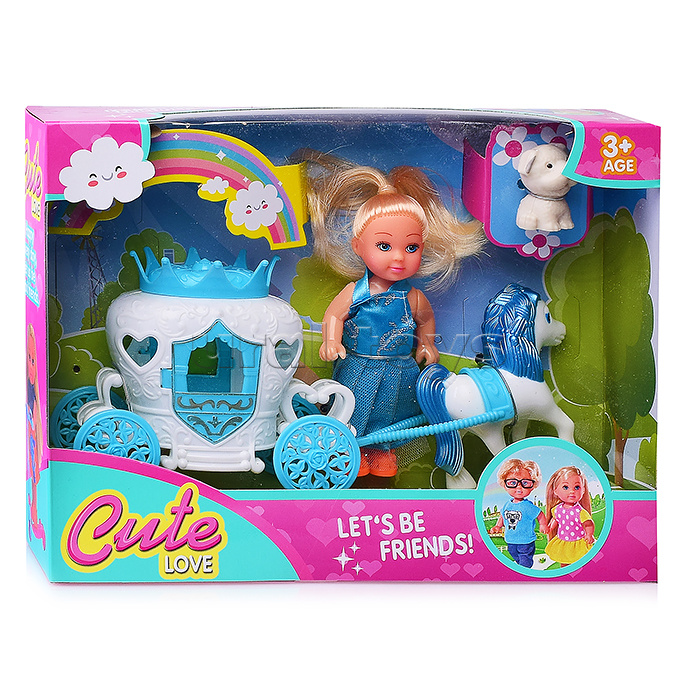 Набор "Путешествие" (карета, кукла, питомец) в коробке