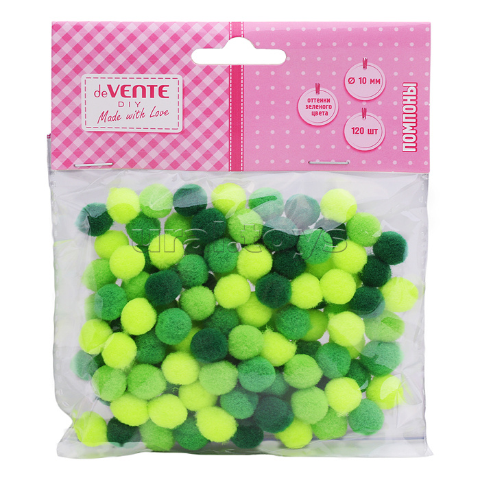 
Набор помпонов для творчества "DIY" высокоэластичные, 10 мм, 120 шт, в пластиковом пакете с блистерным подвесом, оттенки зеленого цвета