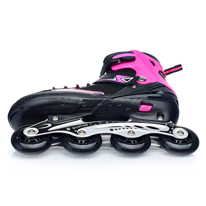 Роликовые коньки раздвижные, PU колёса, размер L, черно-розовые, в сумке