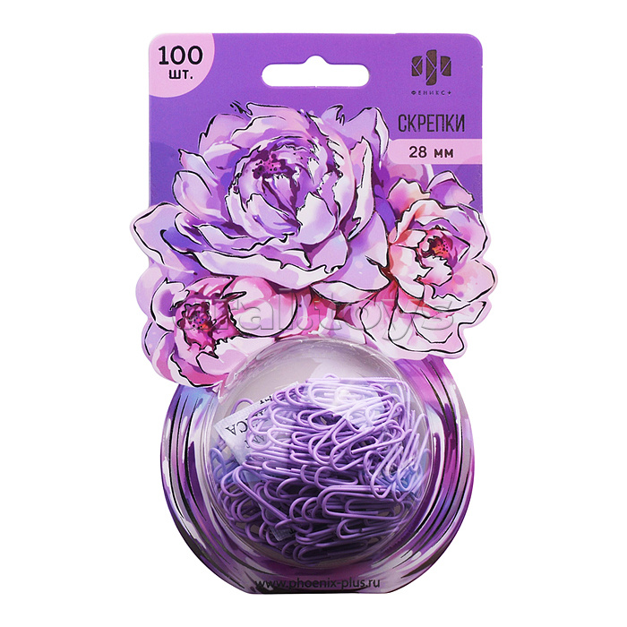 Скрепки канцелярские "Пионы" (100 шт. в наборе)