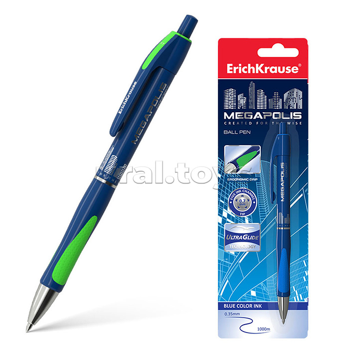 Ручка шариковая автоматическая MEGAPOLIS Concept, цвет чернил синий (блистер 1 шт.)