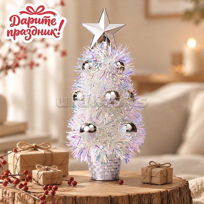 Елочка сувенирная "Серебряное сияние" 20см