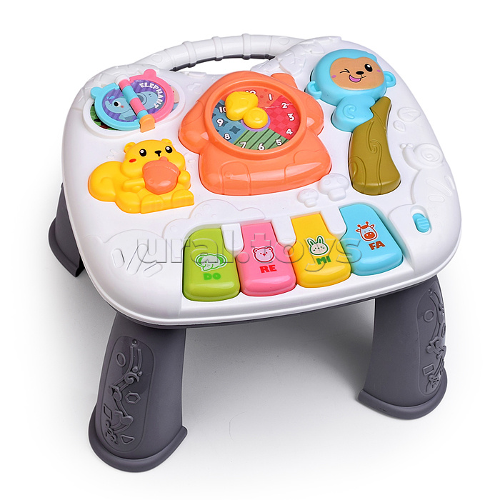Столик развивающий "Веселые часики" свет, звук, в коробке