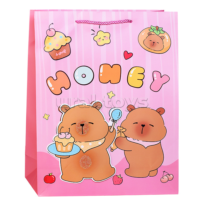 Пакет подарочный "Весёлые капибарки" 31*12*40см