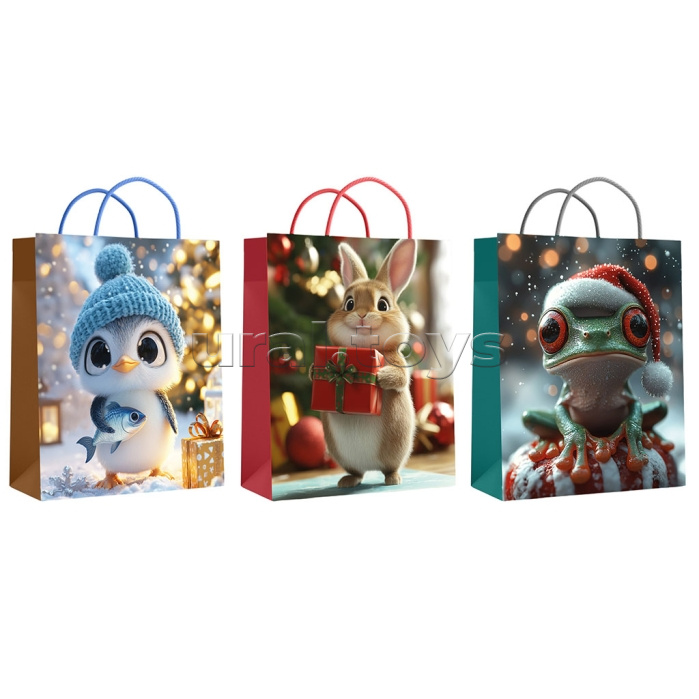 Пакет подарочный "Новогодние милашки" ламинированный 26х32см, 210гр/м2