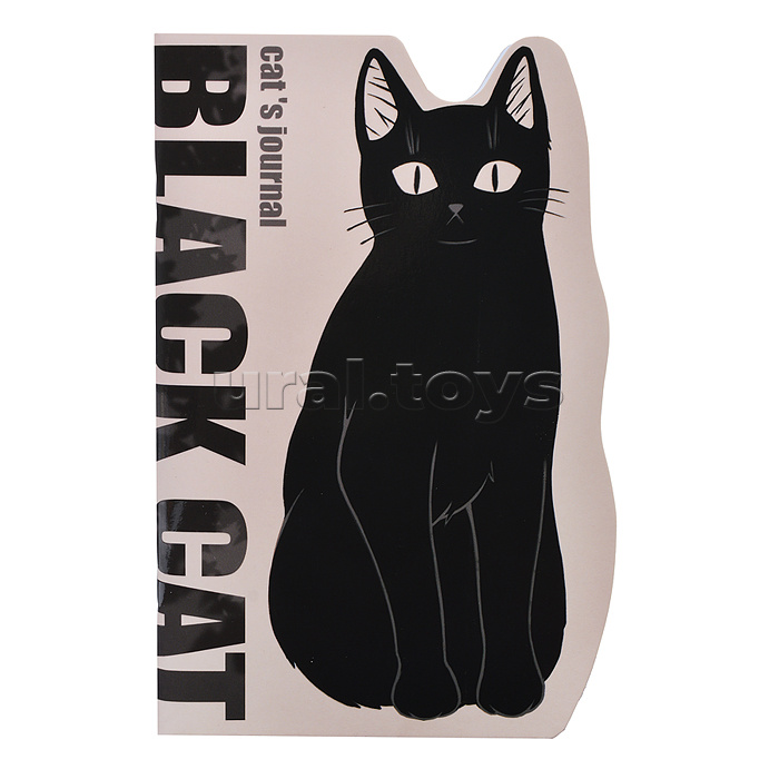 Записная книжка с вырубкой "Черный кот" (140х215мм, 48л, Софт тач с выб.УФ-лаком)