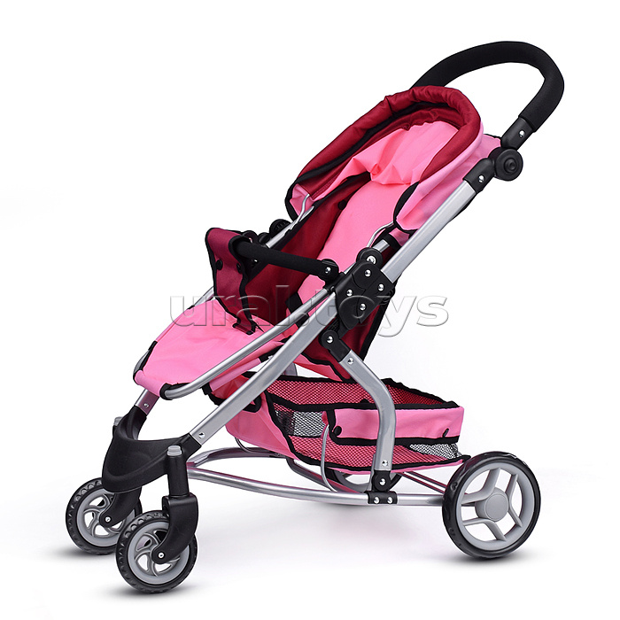 Коляска для кукол металлическая, цвет розово-бордовый в пакете