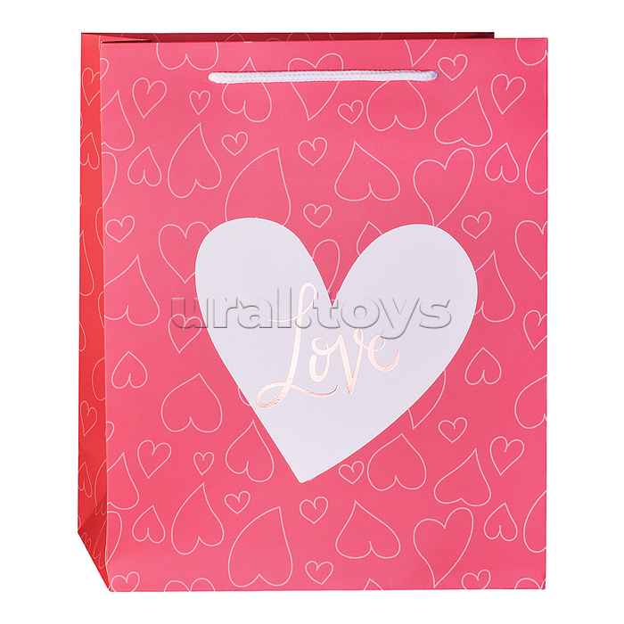 Пакет подарочный "От сердца" 32*26*12см.